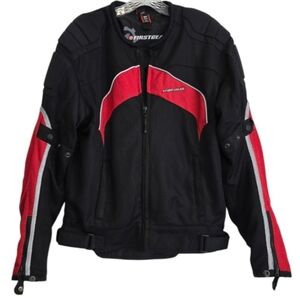 FirstGear Moyorcycle Jacket With Removable Liner Black Red Men's size M
